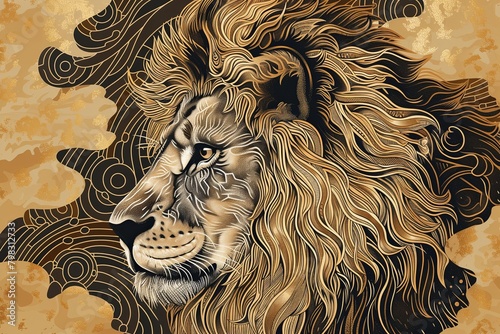 Vector Lion Head Tattoo Art: Majestic Silhouette of Royal Power