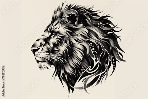 Majestic Lion Head Tattoo Vector Art  Intricate Fur Details   Powerful Silhouette