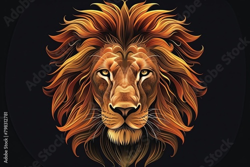 Powerful Lion Head: Tattoo-Inspired Wildlife Vector Art