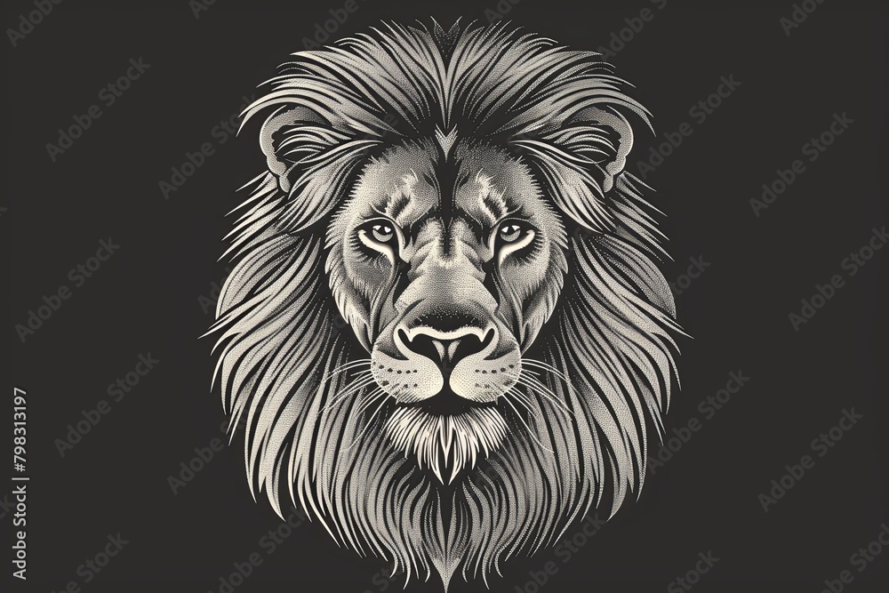 Monochrome Lion Head: Majesty and Leadership Vector Art Monochrome Lion Head: Majesty and Leadership Vector Art