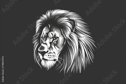 Monochrome Lion Head Logo: Capturing the Regal Grace of Majesty and Leadership in Vector Art