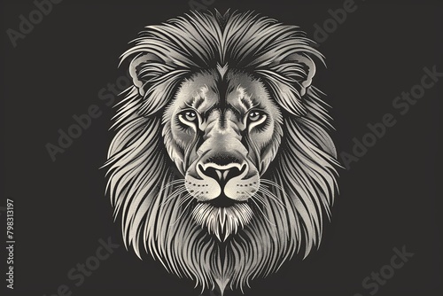 Monochrome Lion Head: Majesty and Leadership Vector Art