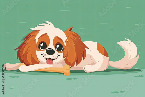 Peaceful Pet Dog Cartoon with Bone Vector Illustration � Child's Art Scene photo