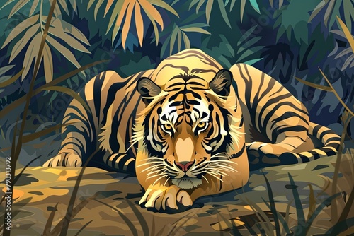 Wild Majesty  Powerful Tiger - Vector Art Depicting Primal Force and Beauty