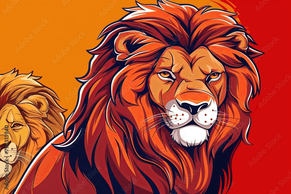 Powerful Lion Mascot: Majestic Vector Art Design