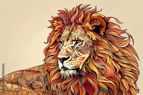 Vector Stylized Lion  Sovereign Power and Wildlife Grace Tattoo Art