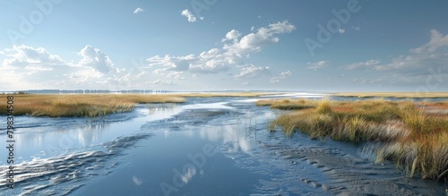 Tranquil Estuary A D Rendered of Natures Waterway Ecosystem