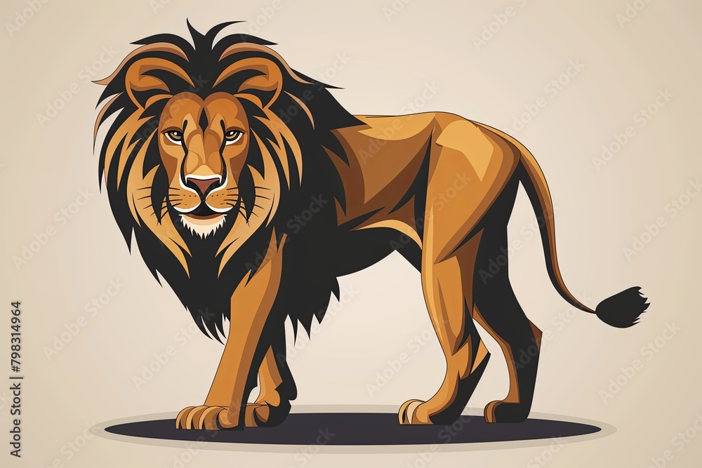 Obraz premium Regal Wildlife Sovereign: Powerful Lion Vector Mascot Silhouette
