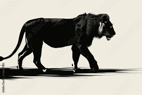 Vector Silhouette of Majestic Lion - Illustration of Power and Grace in Wildlife