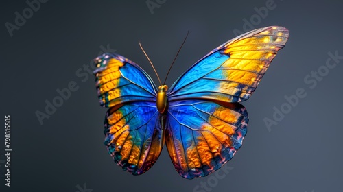 Colorful butterfly on a dark background. Close-up view. © Robina