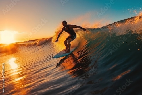 Man surfer surfing surfboard sea recreation. © Rawpixel.com