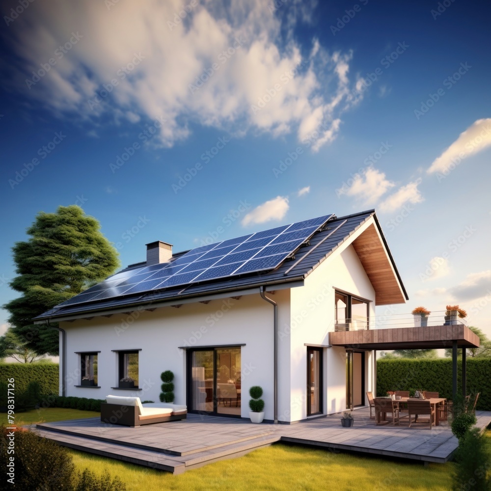 Solar panels real estate house architecture.
