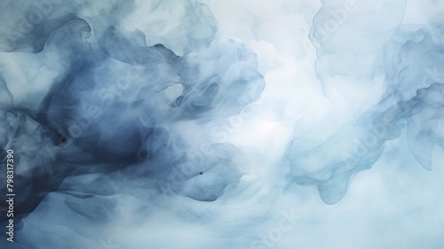 Serene Grey Smoke Floating Against Clean White Background, Minimalist Concept for Abstract Design and Copy Space