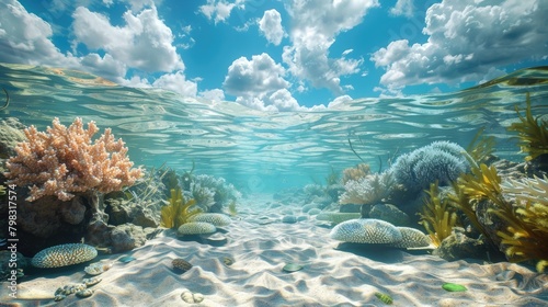 Underwater Marine Ecosystem A D Visualization of Reef