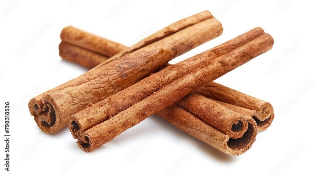 Cinnamon spices sticks on white background png transparent