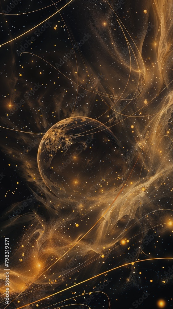 A computer-generated depiction of a dense cluster of stars in space, showcasing the intricate patterns and interactions of celestial bodies