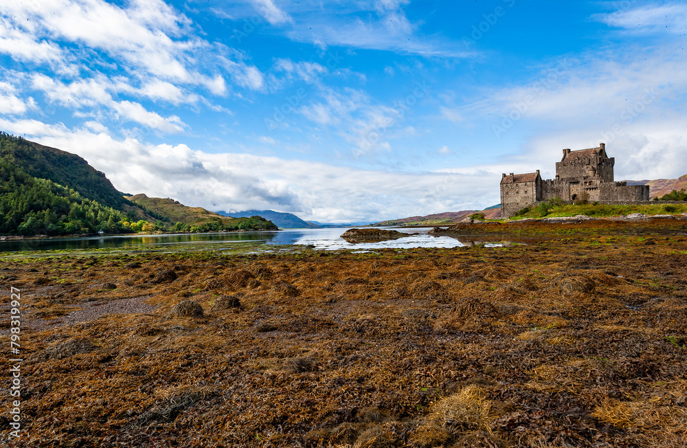 Spectacularly sited reconstructed Medieval castle. Sited on an island, connected by a causeway to the mainland at the head of Loch Duich.