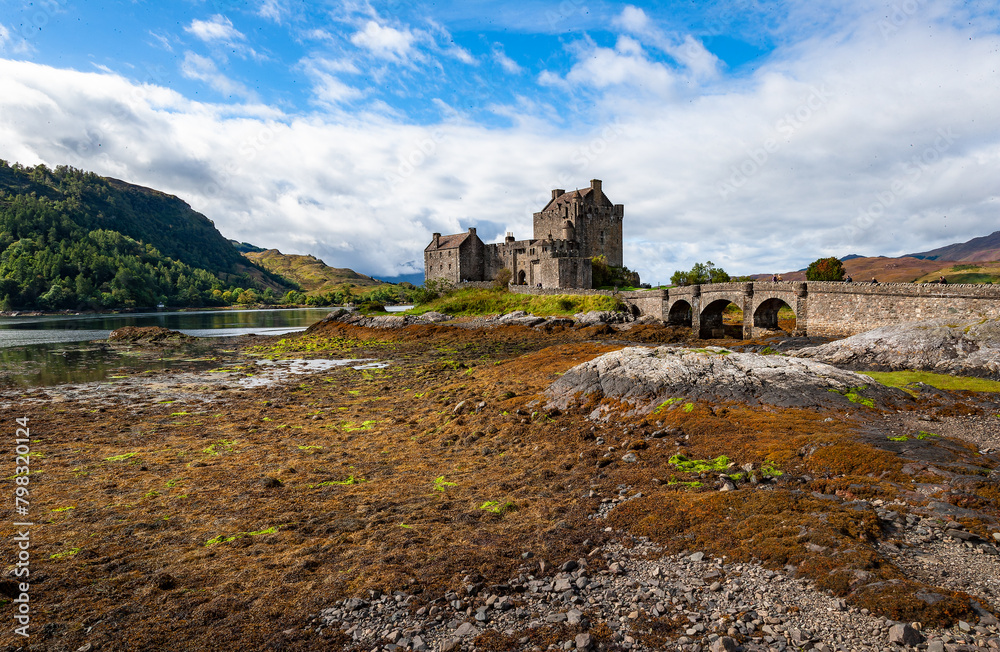 Spectacularly sited reconstructed Medieval castle. Sited on an island, connected by a causeway to the mainland at the head of Loch Duich.
