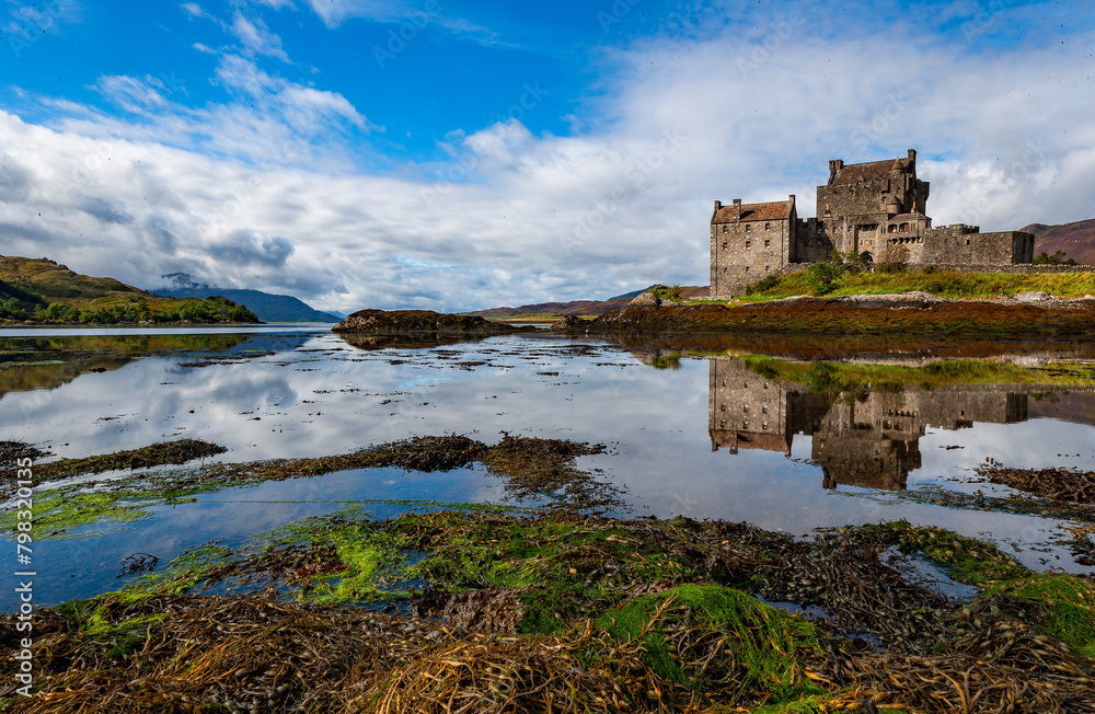 Spectacularly sited reconstructed Medieval castle. Sited on an island, connected by a causeway to the mainland at the head of Loch Duich.