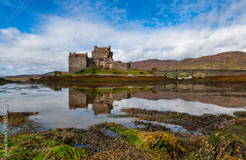 Spectacularly sited reconstructed Medieval castle. Sited on an island  connected by a causeway to the mainland at the head of Loch Duich.