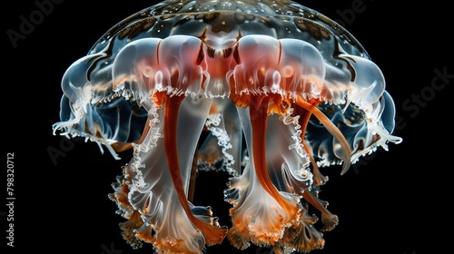 professional photo of one jellyfish Cyanea capillata , extreme detailed photo