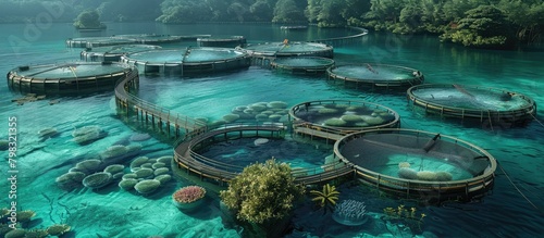 Innovative D Rendering of Advanced Aquaculture Technology for Sustainable Future photo