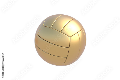 Golden volleyball ball isolated on white background. 3d render