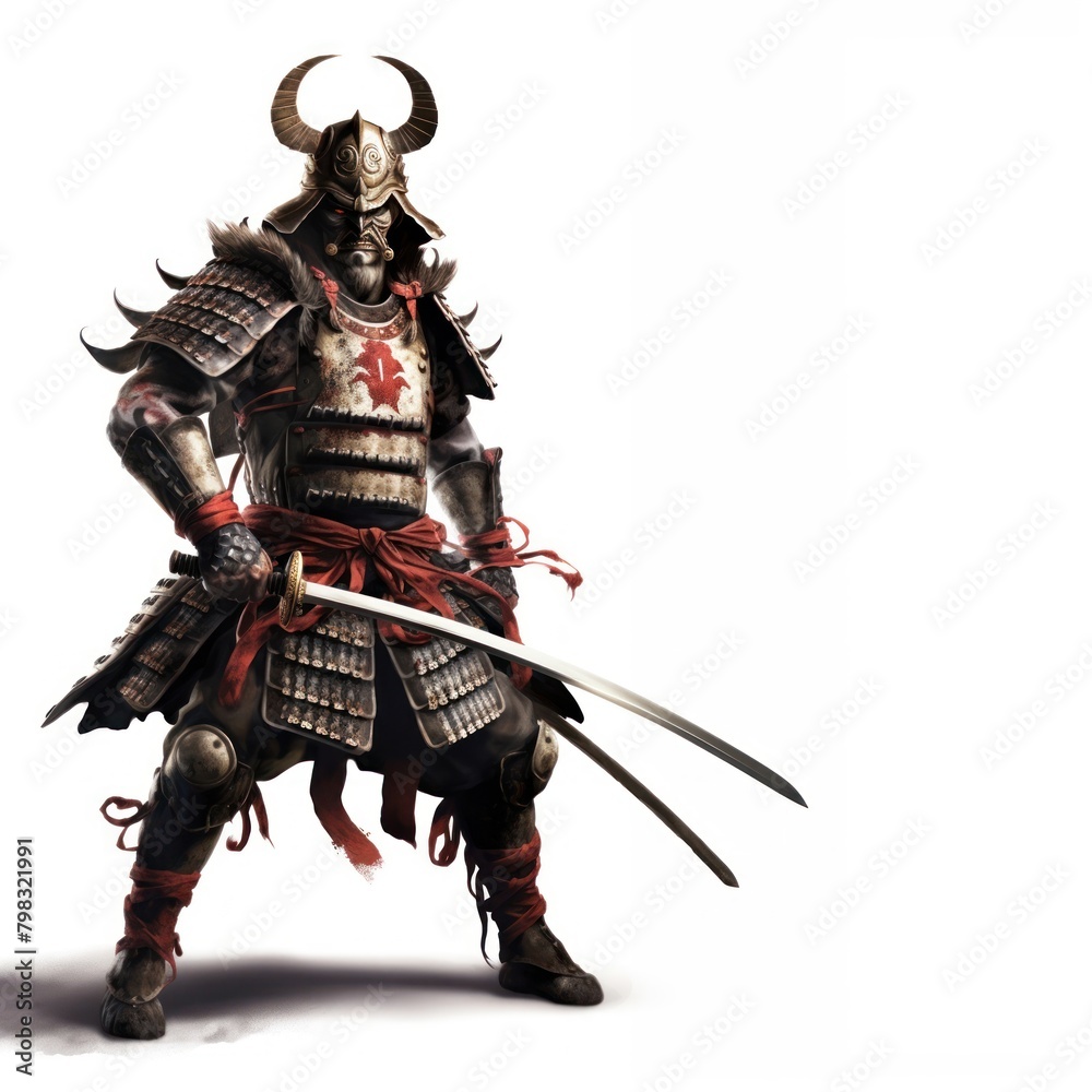 Fototapeta premium Samurai weapon sword white background.