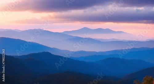 3d view of blue appalachian mountains sunset photo