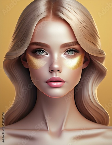 maquillage lumineux gold sur le visage d'une jeune fille