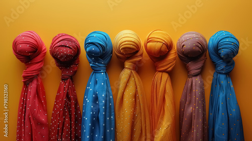 colorful collection of knotted neckties on bright background top view