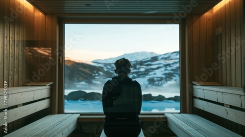 The faint sound of music playing in the background as a traveler takes a moment to relax and reflect in the sauna posttravel..