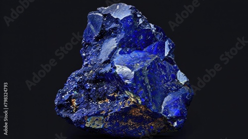 Super high quality photograph of a lazurite mineral specimen. black background. hyperrealistic, high definition photo