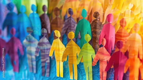 Diversity workplace inclusivity world day cultural multicultural multiracial inclusive friendly cohesive teamwork paper cut out colourful