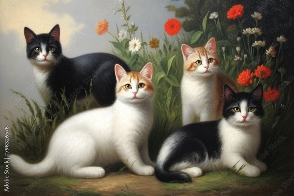 Cats painting animal mammal.