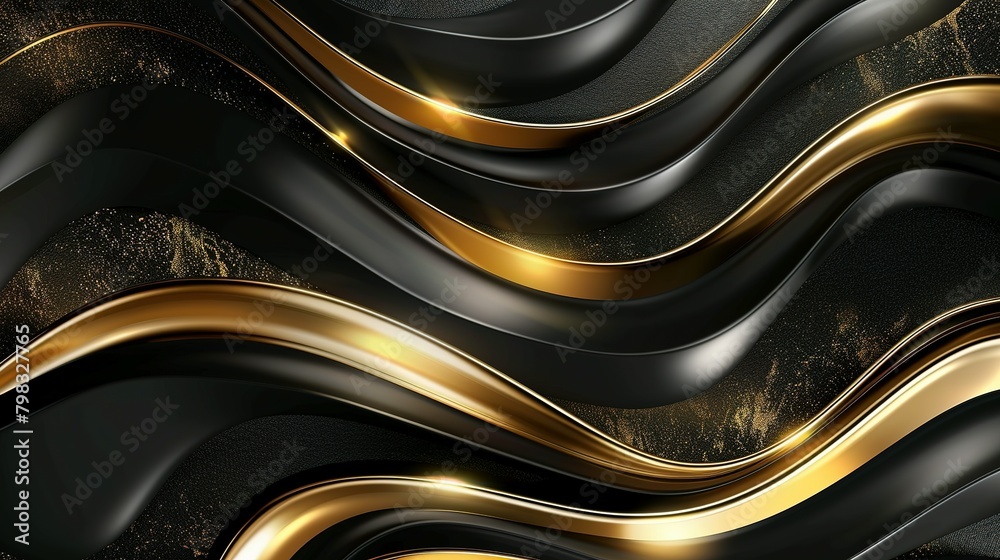Radiant Contrast: Gold and Black Stripes Abstract Design