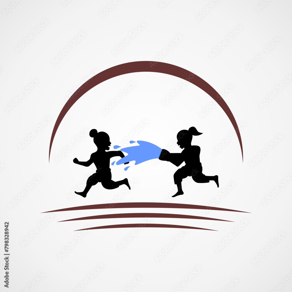 Obraz premium children logo design vector illustration