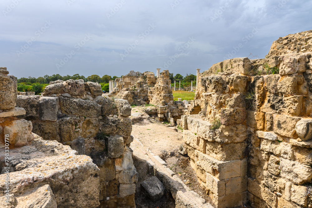 Remains of the antique City Salamis an Iron Age city kingdom and an ancient city in the east of the Mediterranean island of Cyprus