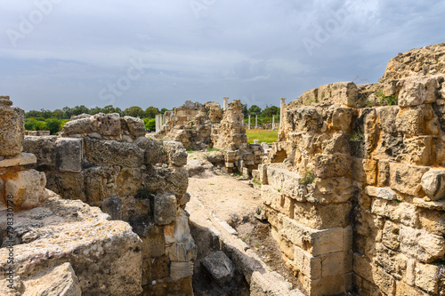 Remains of the antique City Salamis an Iron Age city kingdom and an ancient city in the east of the Mediterranean island of Cyprus