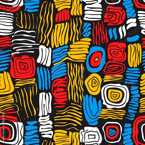Wallpaper Mural African geo bold seamless pattern in red yellow blue black and white colors Torontodigital.ca