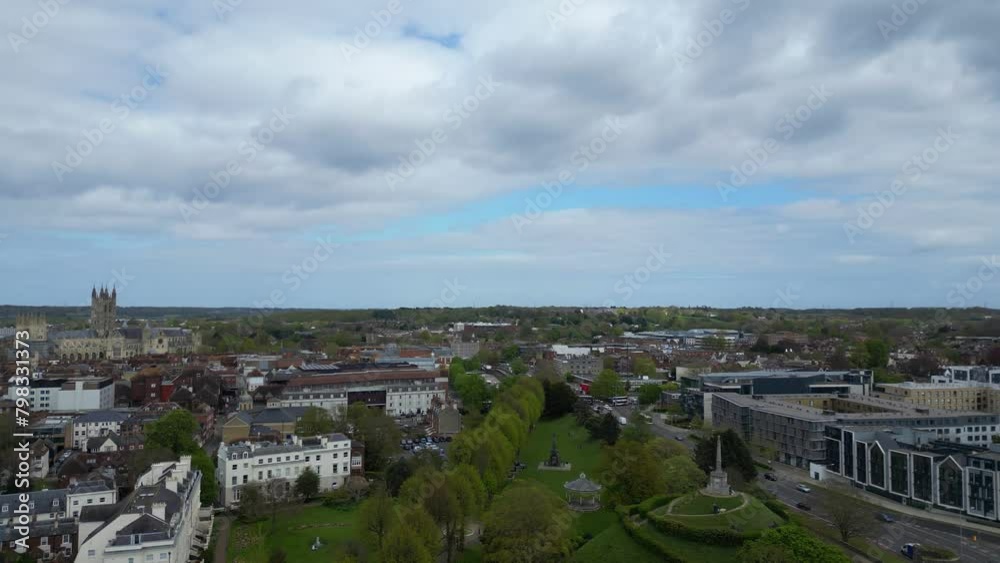 Aerial View of Historical Canterbury City Centre of Southeast England United Kingdom. April 20th, 2024 Aerial View of Historical Canterbury City Centre of Southeast England United Kingdom. April 20th, 2024