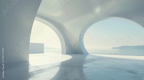 Futuristic minimal 3D render background backdrop canvas light white ambient architecture. Made for car product portraits mockups graphic artwork