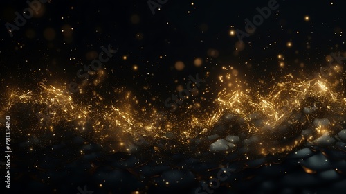 Shimmering Gold: Radiant Dust Settles Against the Night Sky Background in Captivating Contras photo