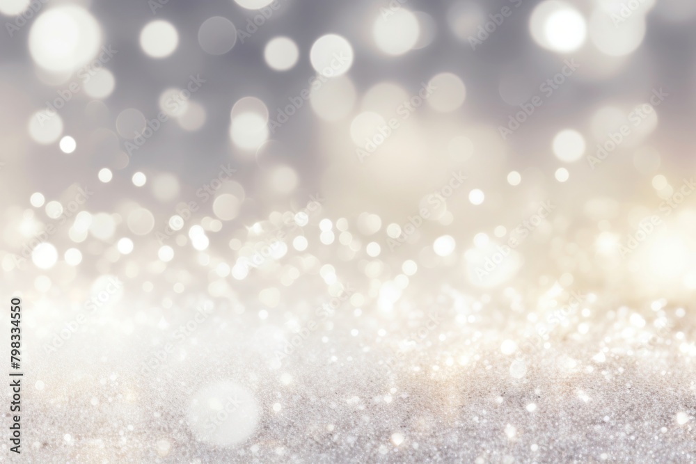Abstract blurred soft white and beautiful silver gray glowing twinkling bokeh and snow and stars backgrounds abstract outdoors.