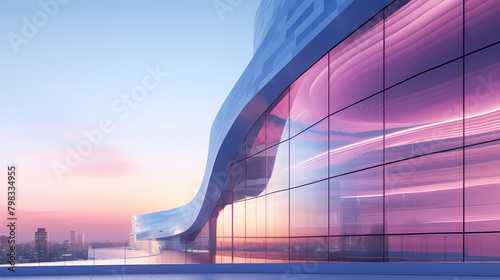 Curved glass curtain wall modern building photo