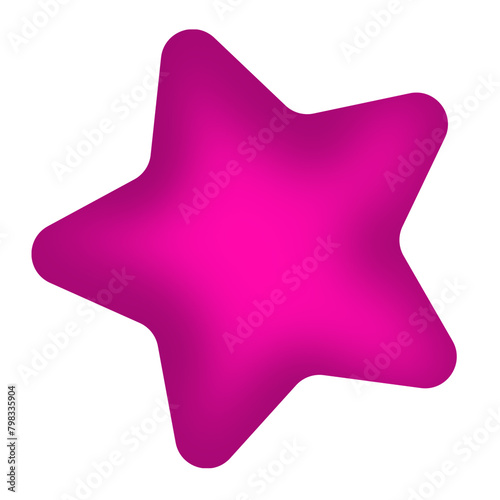 glowing pink star icon with shadows and transparent background, stars shape graphic element