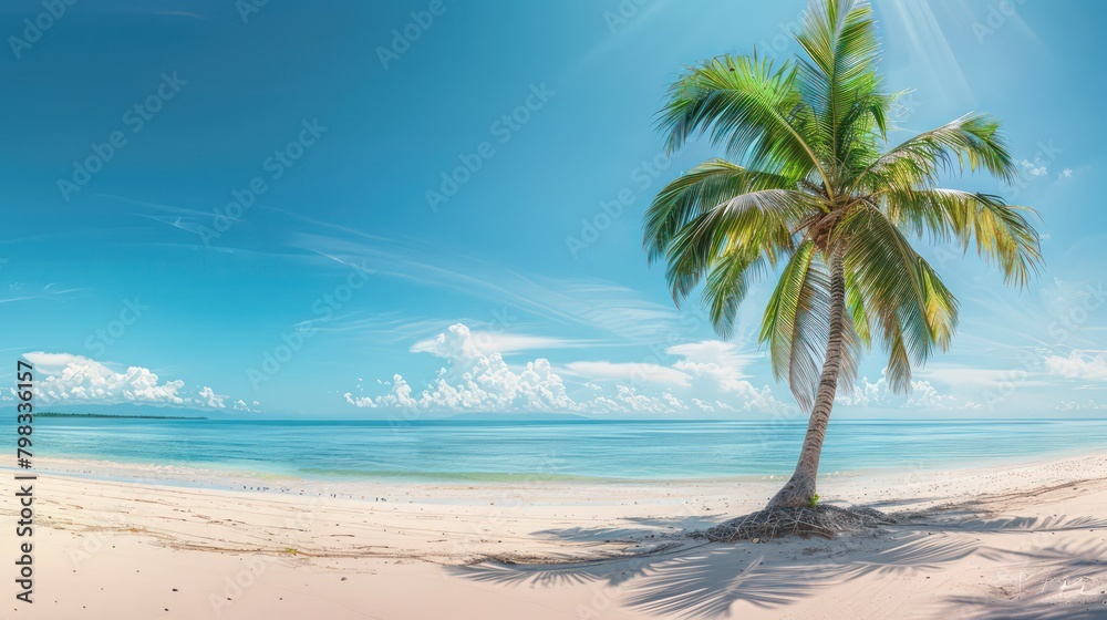 Beautiful sand beach with palm tree