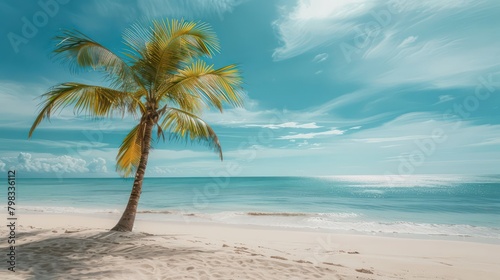 Beautiful sand beach with palm tree