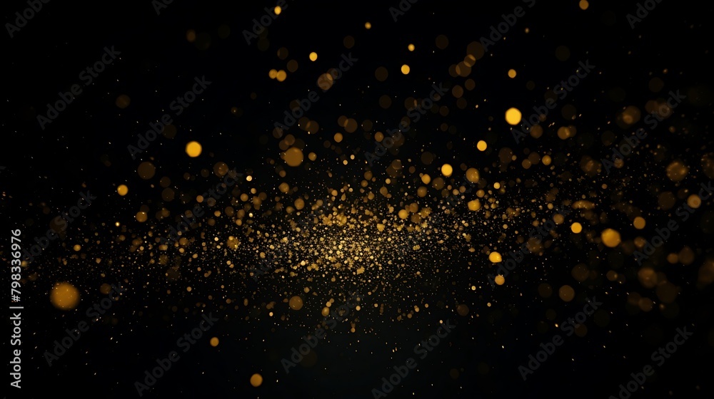 Gleaming Gold Particles on Dark Background: Elegant and Captivating Visual Contrast