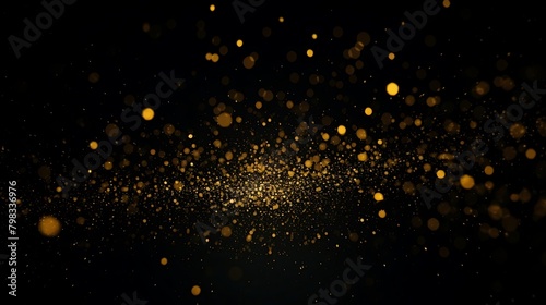 Gleaming Gold Particles on Dark Background: Elegant and Captivating Visual Contrast